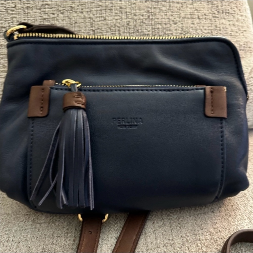 Small Blue Perlina crossbody 8.5x7